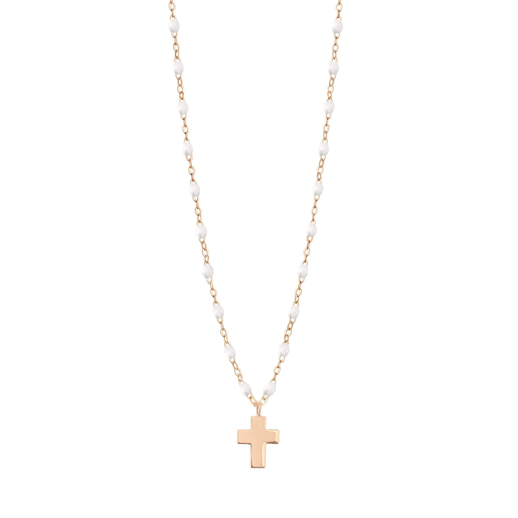 Cross Charm Classic Gigi White necklace, Rose Gold, 16.5"