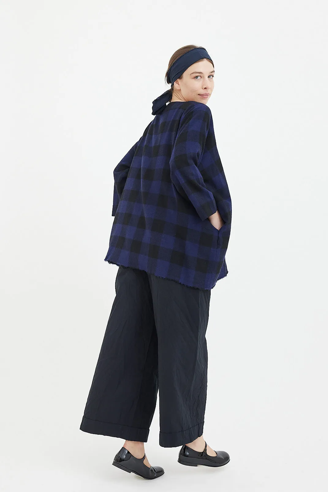 Daniela Gregis - Shirt Square Selvedge Bottom - Stardust Blue/Black Check