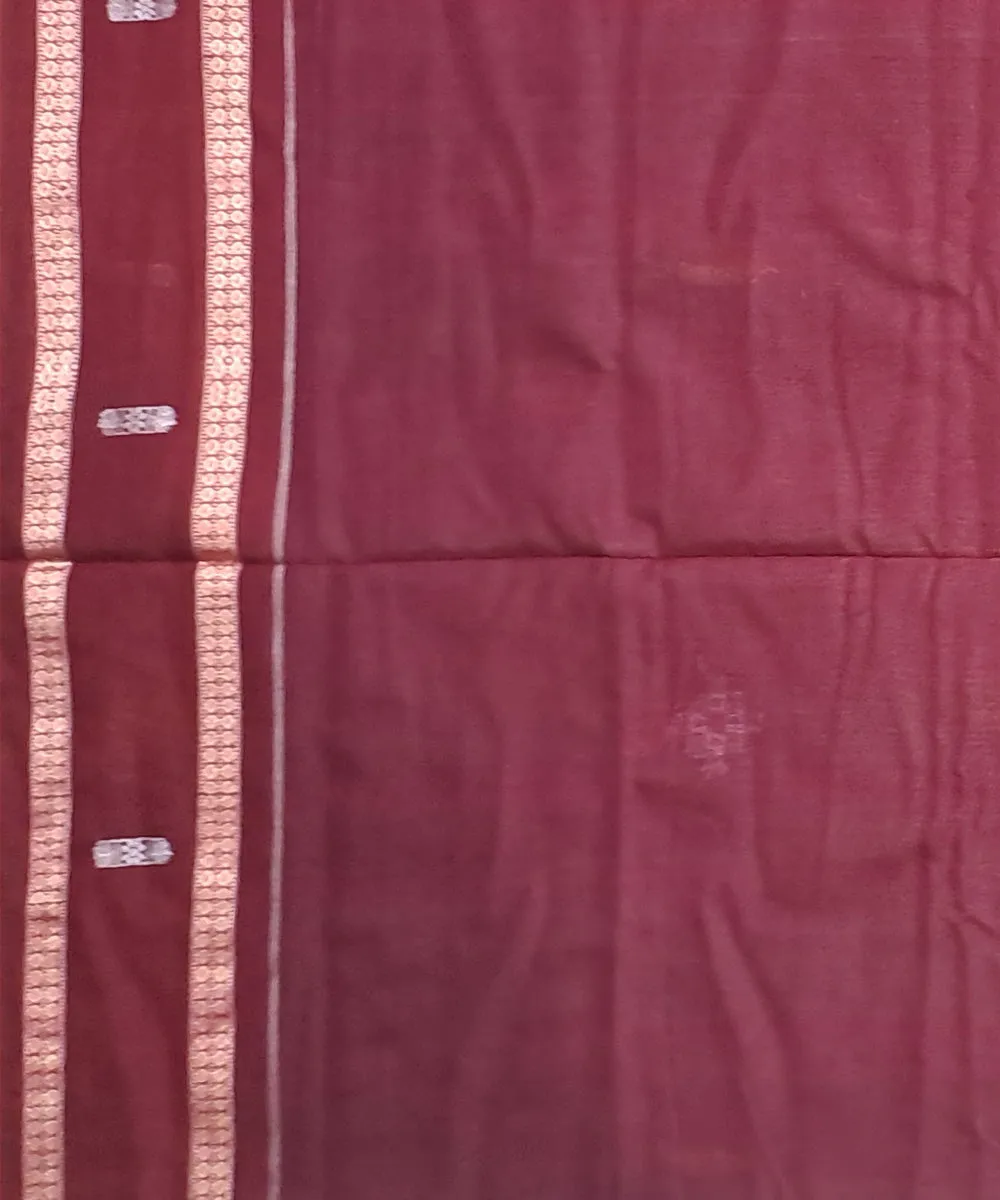 Dark green maroon handloom bomkai cotton saree