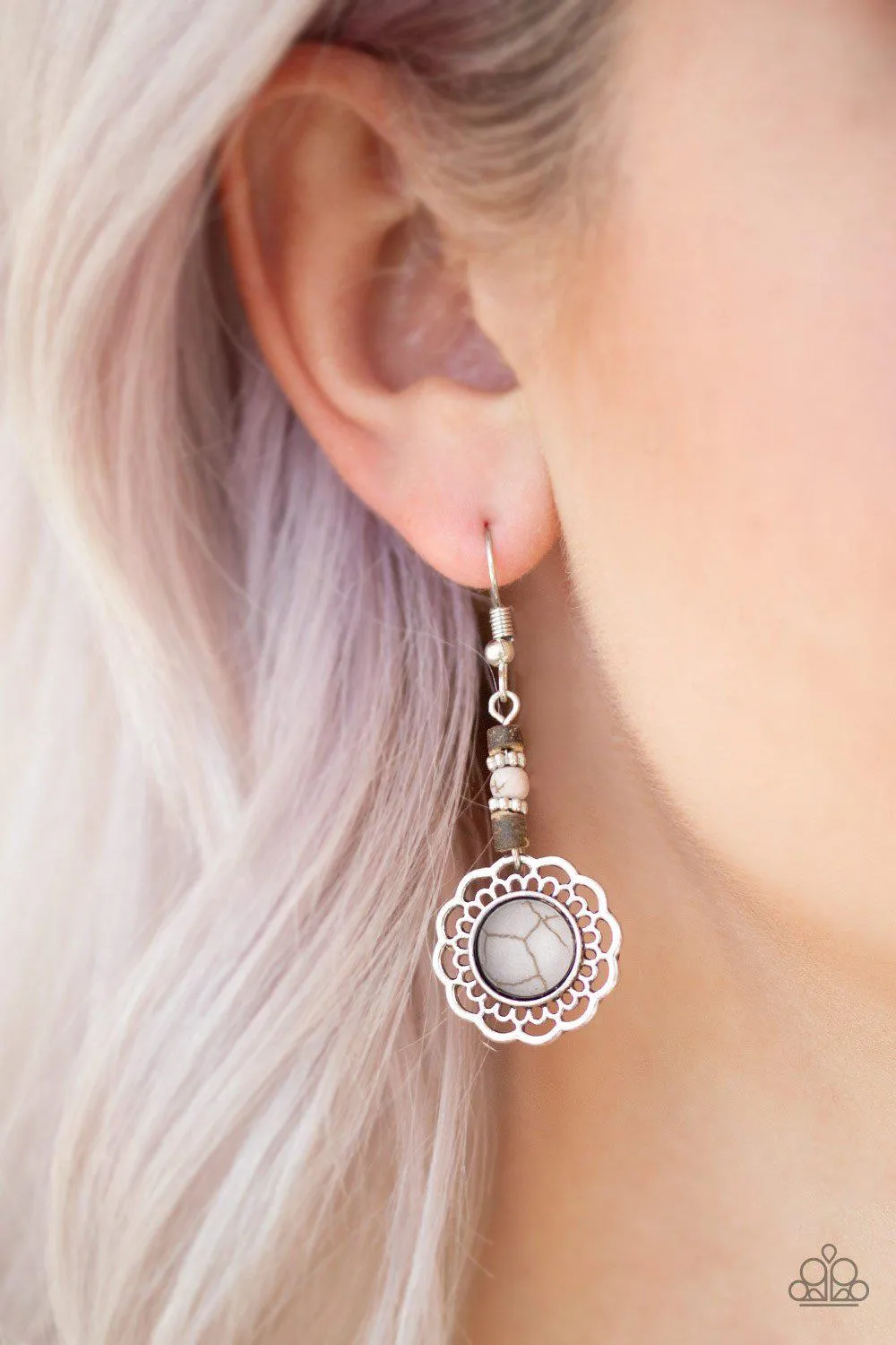 Desert Bliss Silver Stone Earrings - Paparazzi Accessories