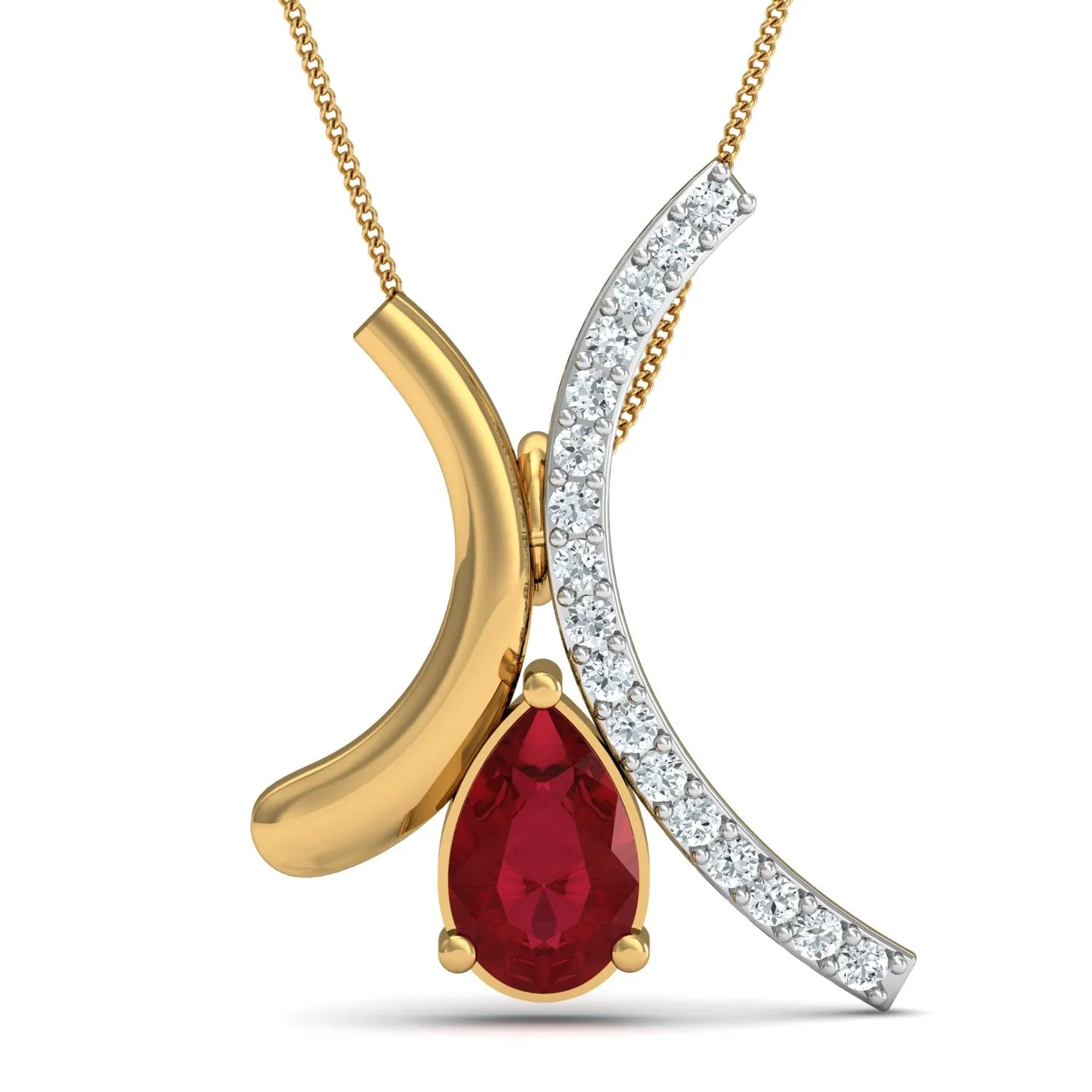 Diva maroon pendant (Gold Plated 925 Sterling Silver)