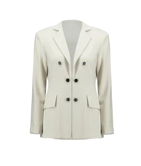 Double-breasted Longline Blazer Style - Cream