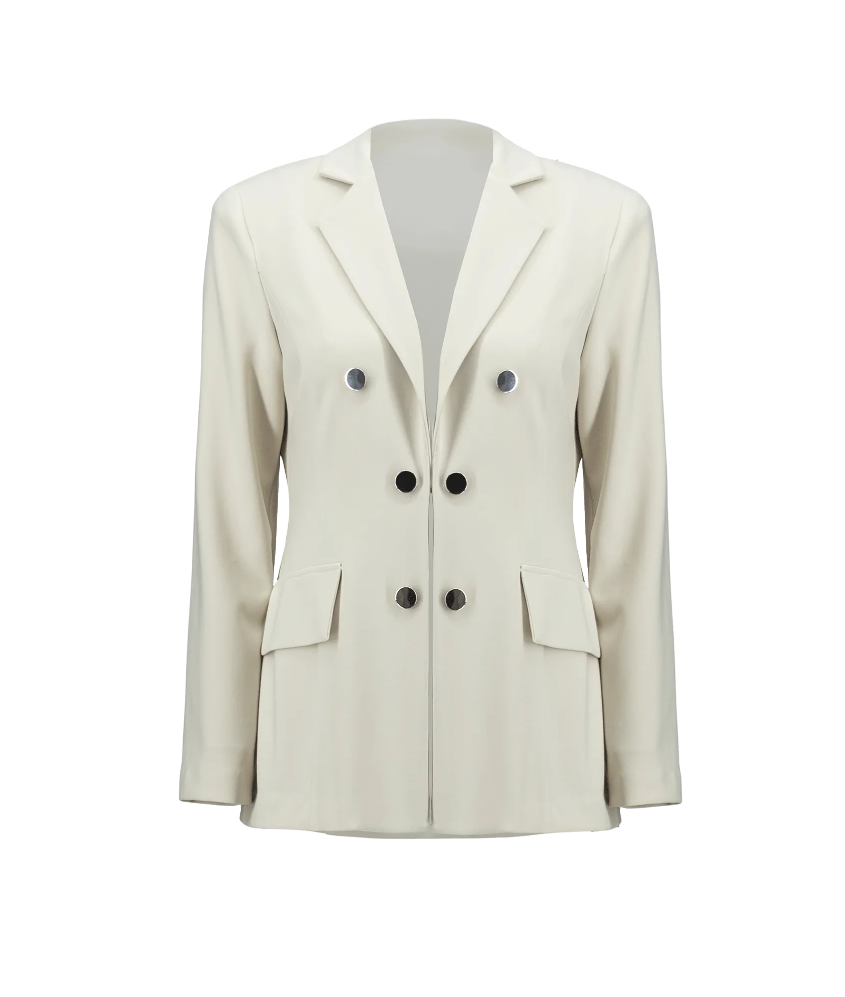 Double-breasted Longline Blazer Style - Cream