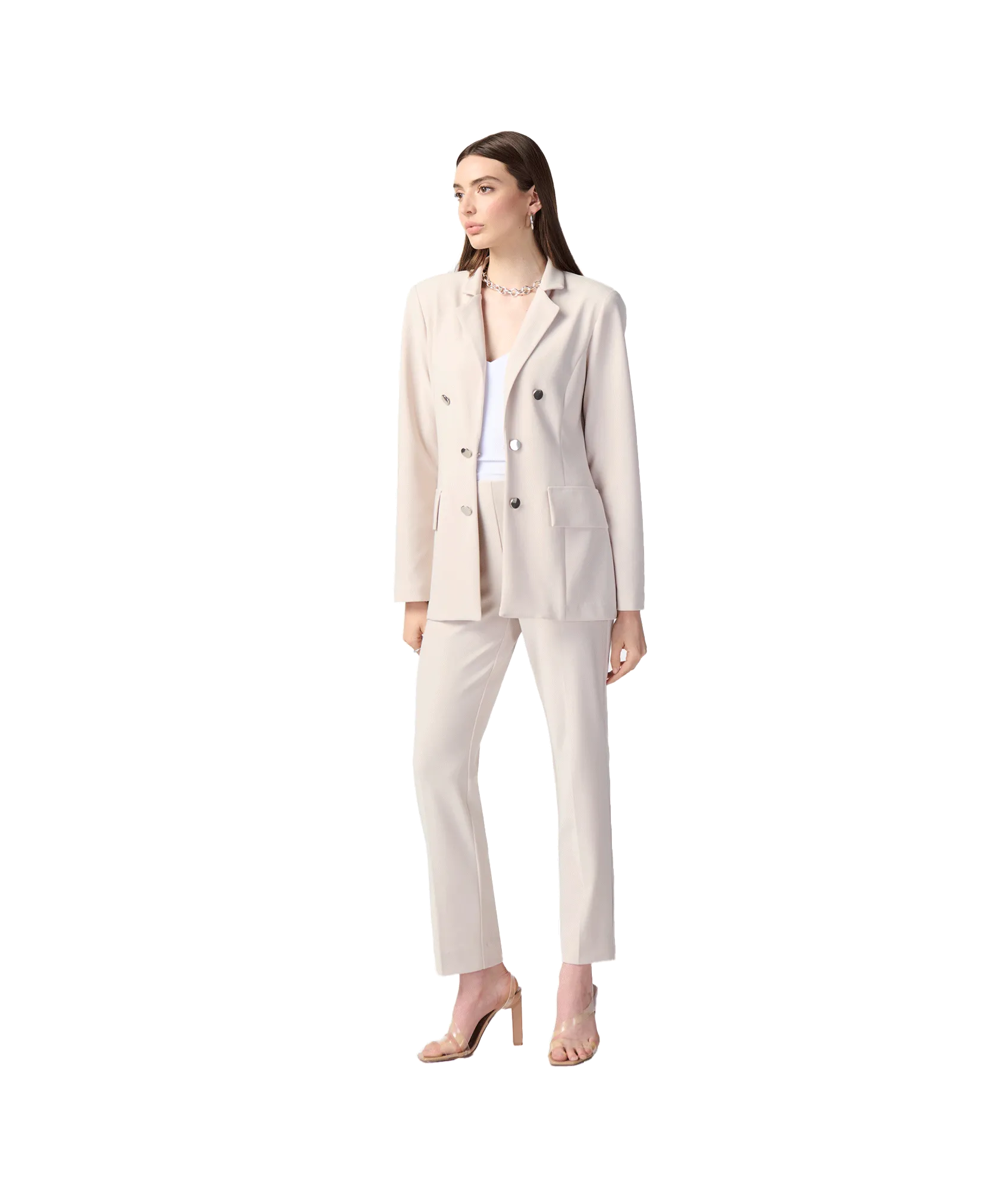 Double-breasted Longline Blazer Style - Cream