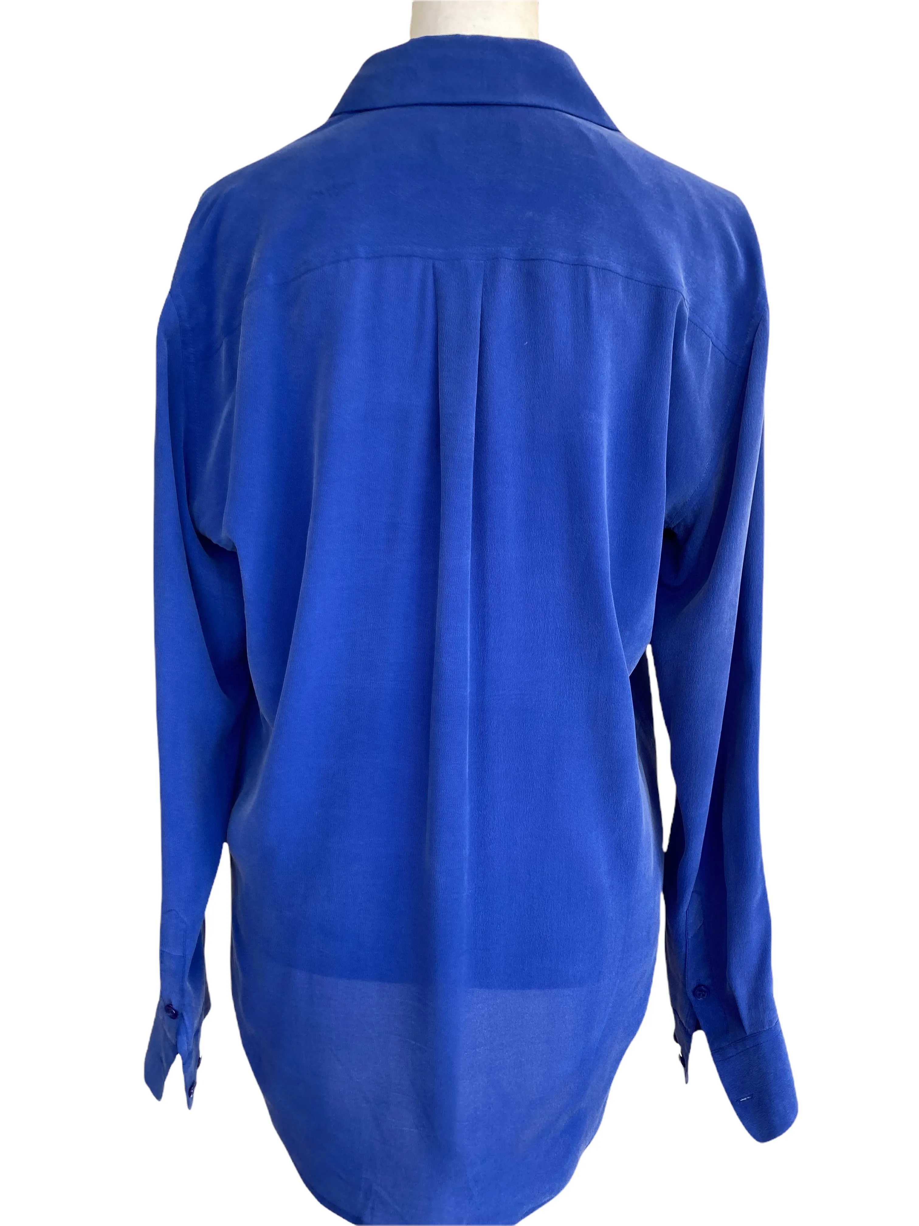 Equipment Royal Blue Silk Shirt, M