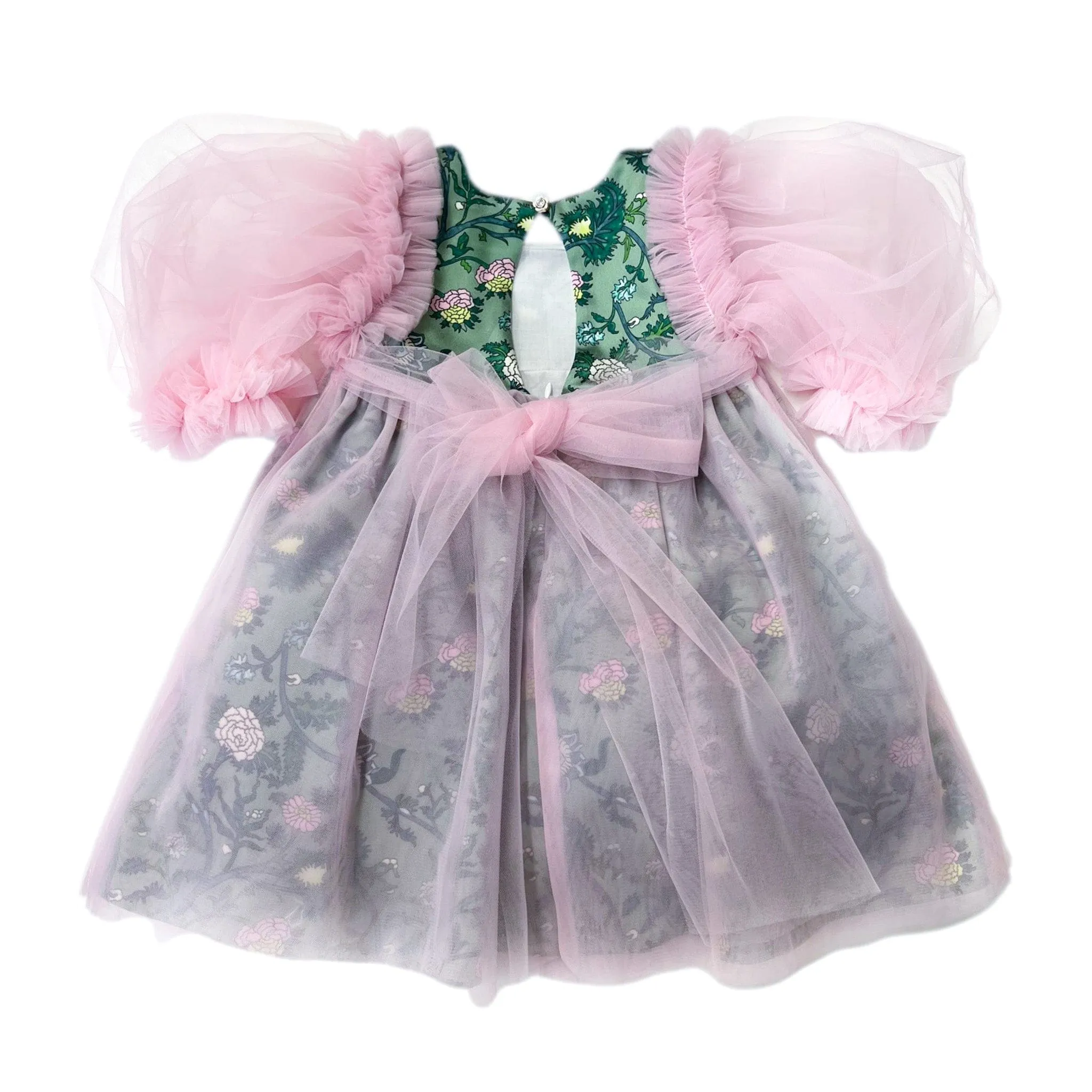 Eva Pink And Green Floral Tulle Dress