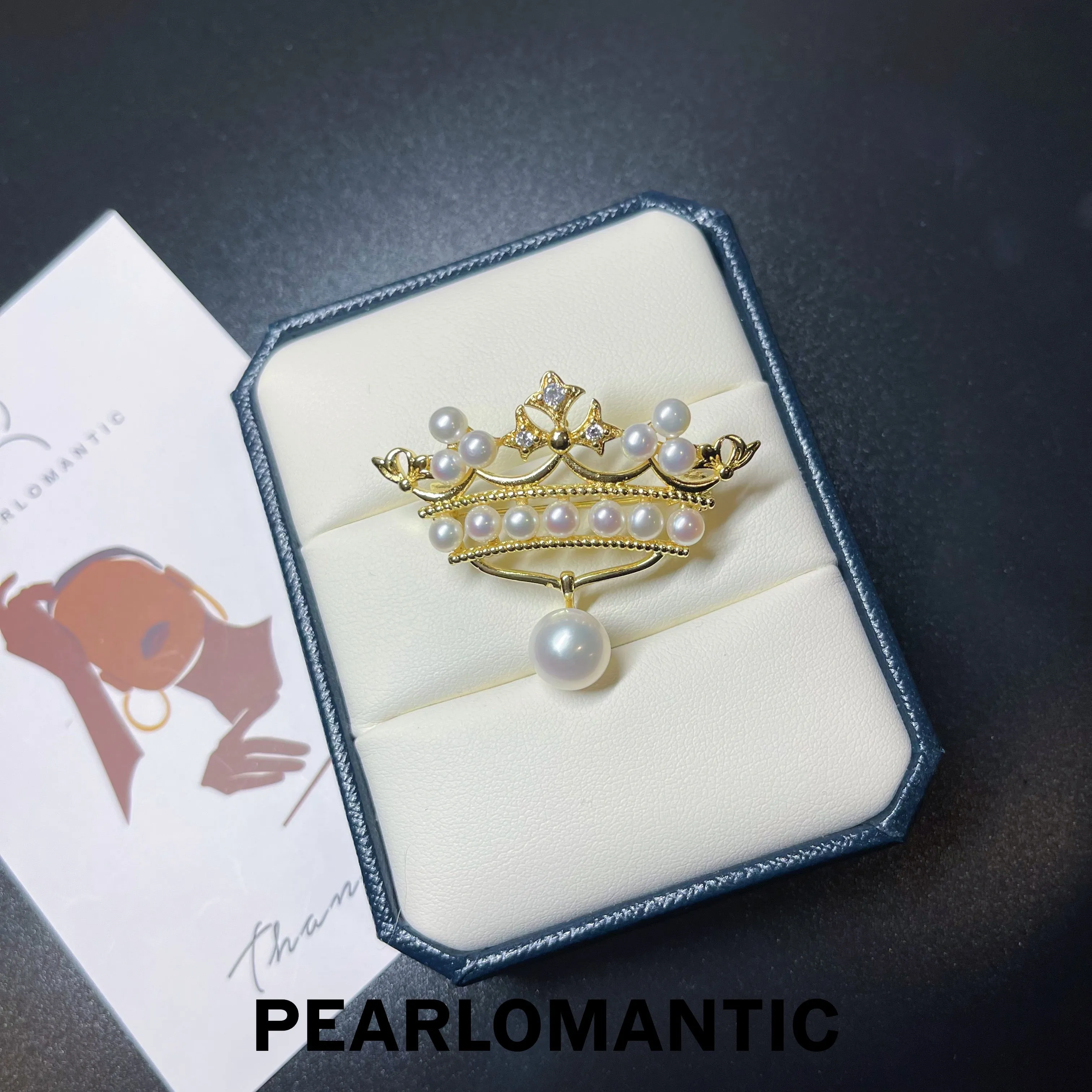 [Everyday Essentials] Freshwater Pearl 3-8mm Crown Design Brooch w/ S925