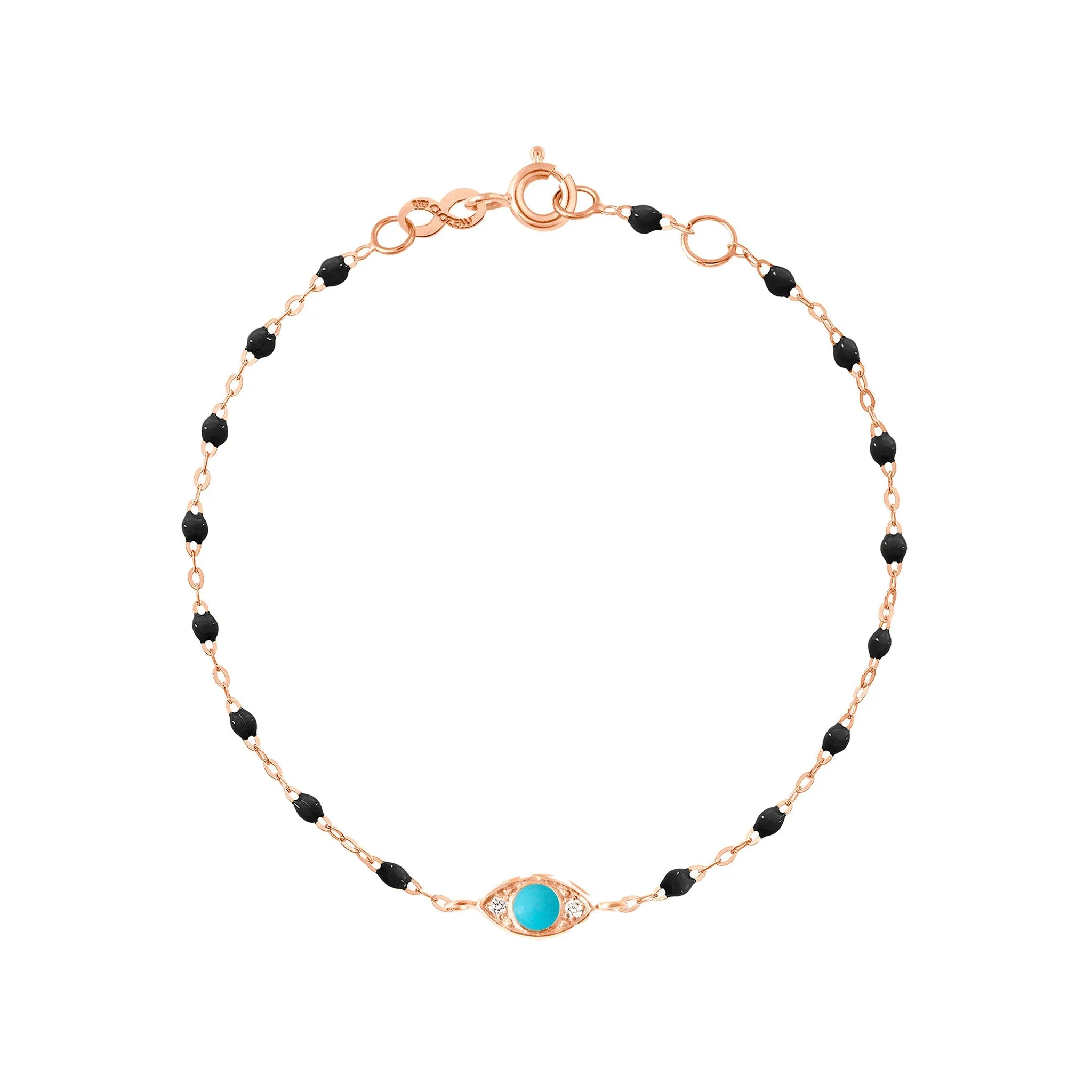 Eye Sparkle Diamond Bracelet, Black, Rose Gold, 6.7"