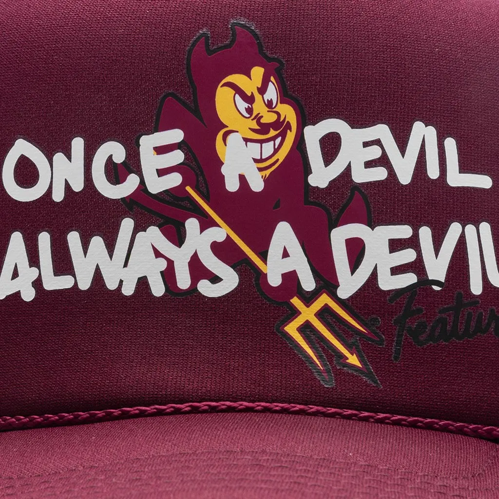 Feature x ASU Once a Devil Trucker Hat - Maroon