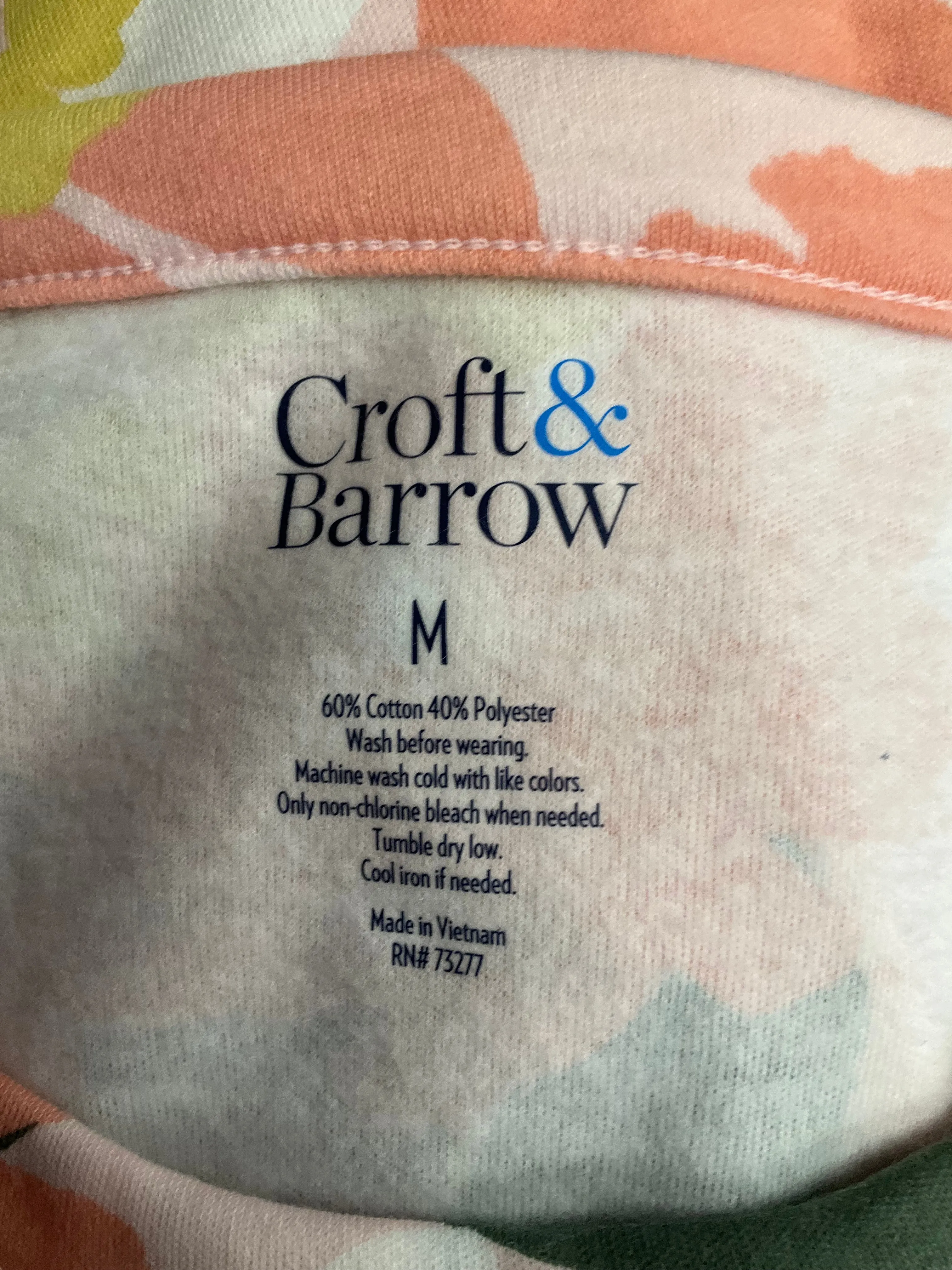 Floral Print Top Long Sleeve Basic Croft And Barrow, Size M