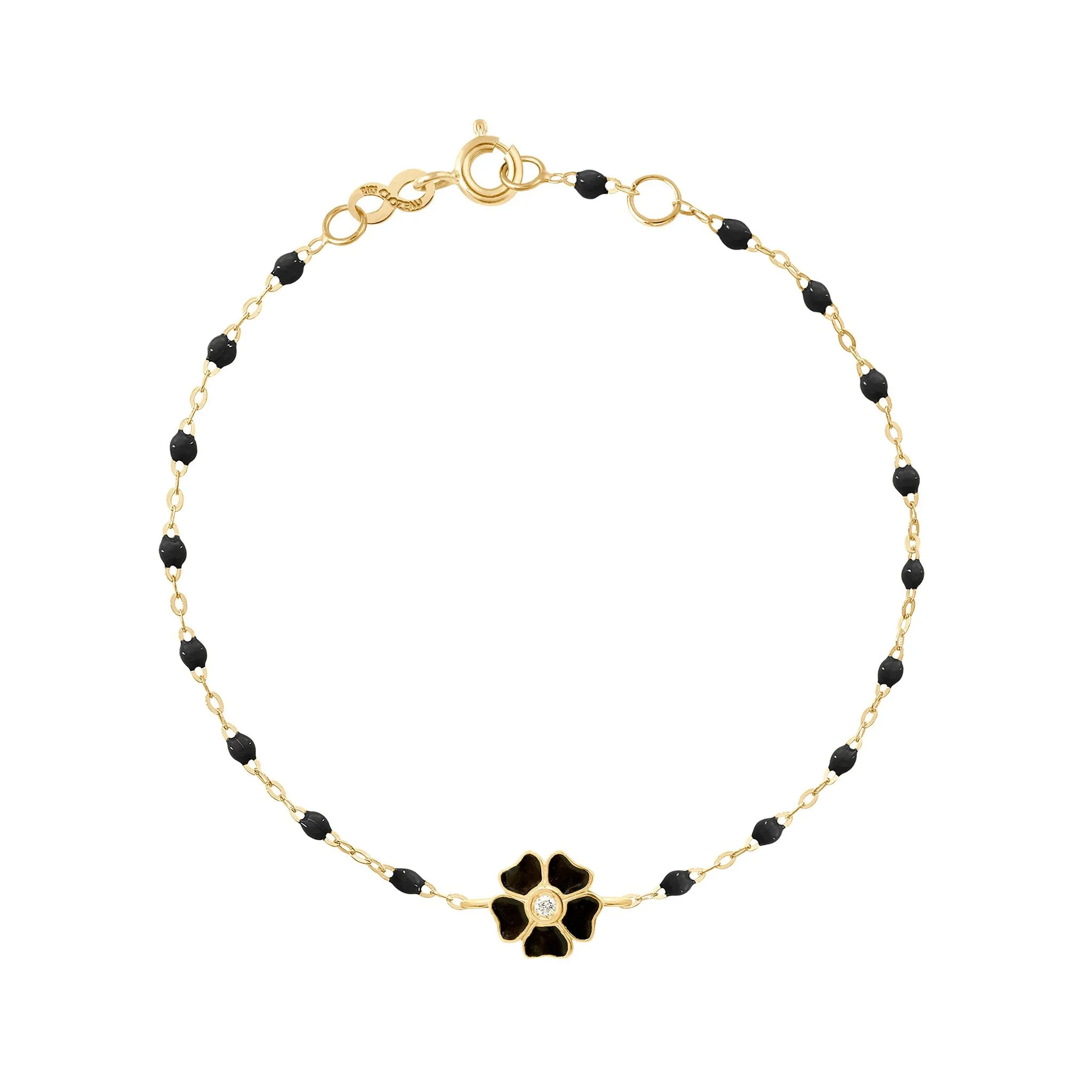 Flower Classic Gigi Black diamond bracelet, Yellow Gold, 6.7"