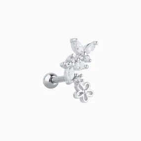 Flying Butterfly Flower Stud