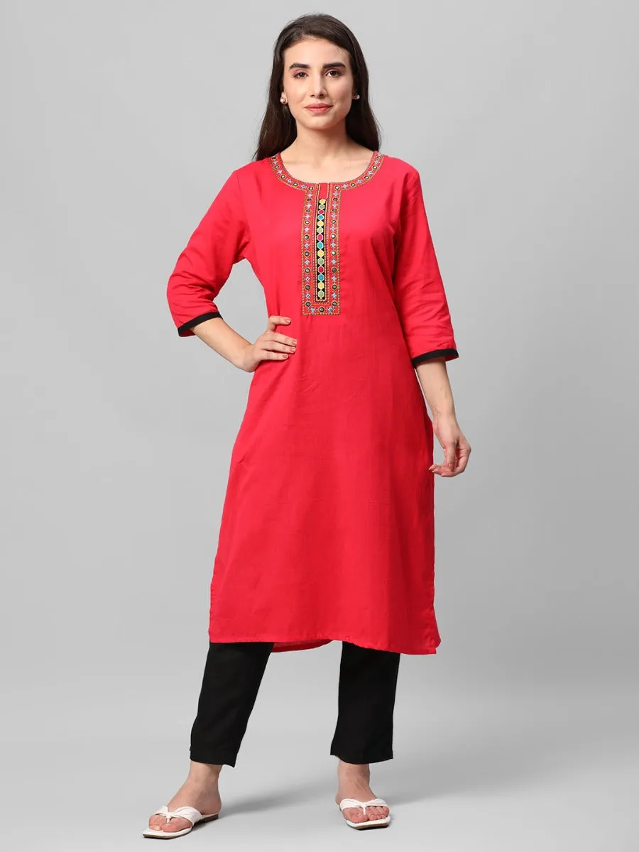 Fuschia Embroidered Kurta