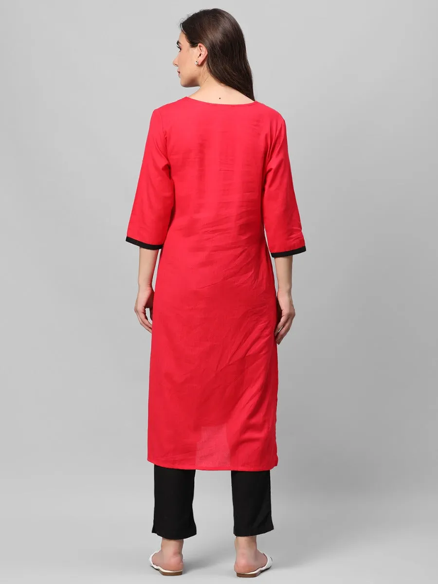 Fuschia Embroidered Kurta