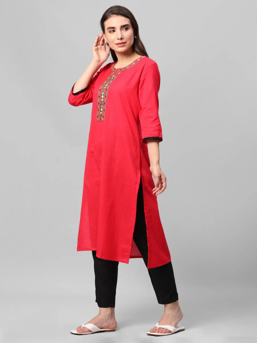 Fuschia Embroidered Kurta