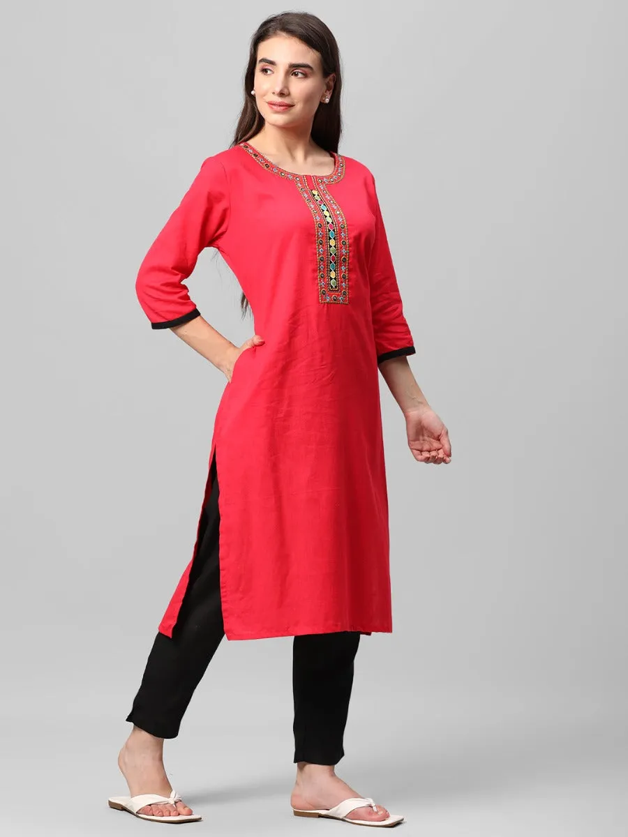 Fuschia Embroidered Kurta