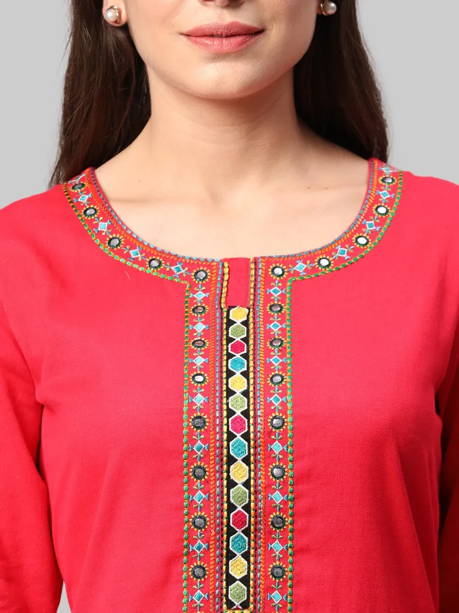 Fuschia Embroidered Kurta