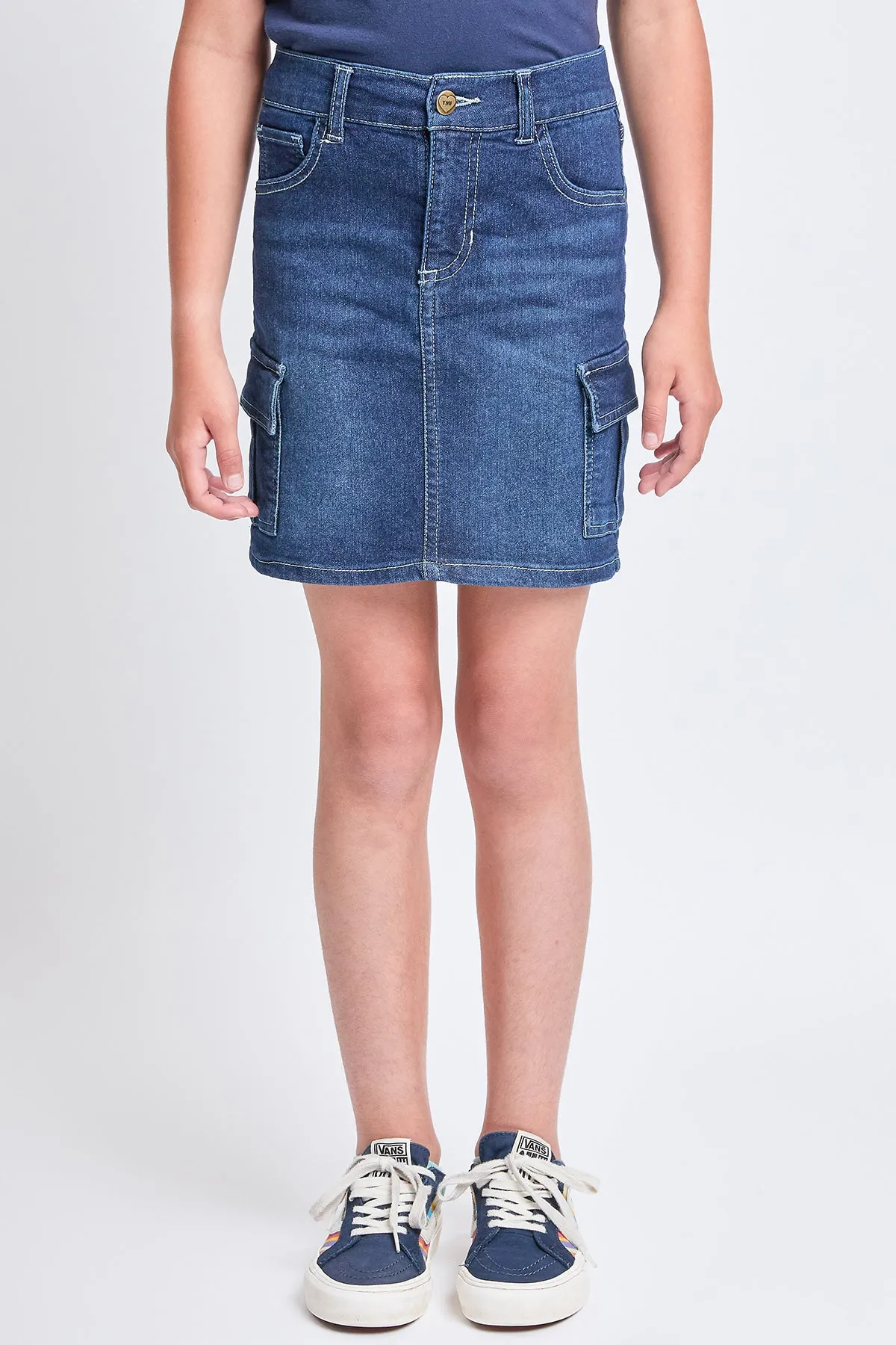 Girls Cargo Pocket Denim Skirt