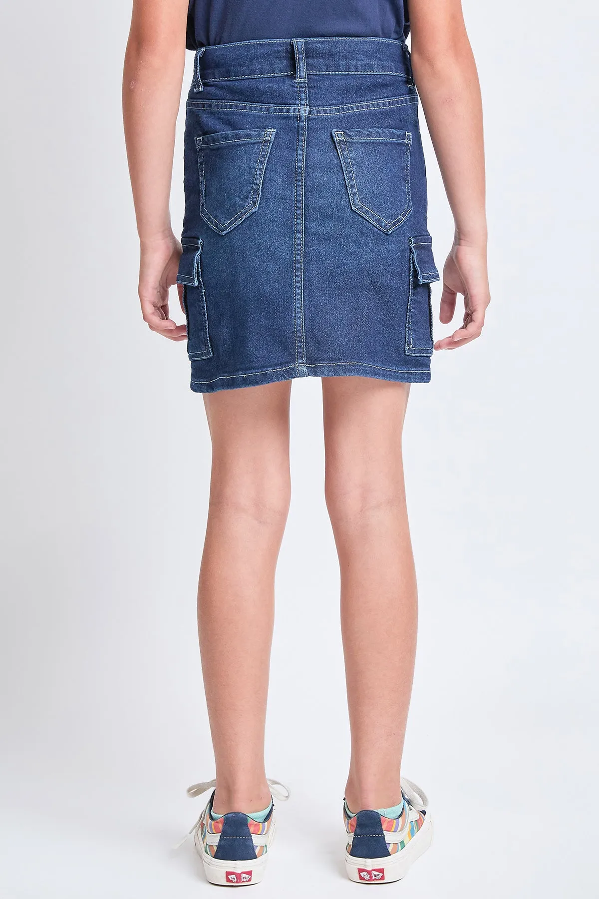 Girls Cargo Pocket Denim Skirt