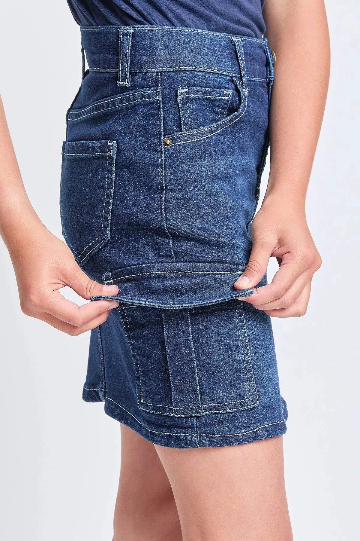 Girls Cargo Pocket Denim Skirt