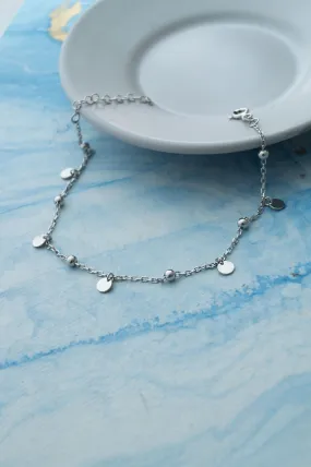 Gleaming Circle Charms Sterling Silver Chain Bracelet