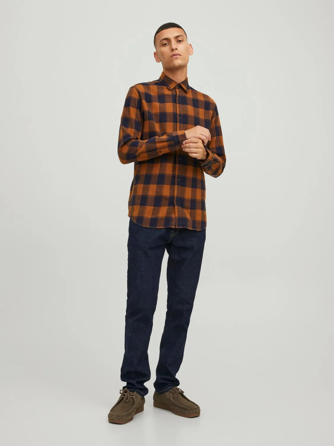 Jack & Jones Mens Shirt 'JJ Plain' Autumn Buffalo Check