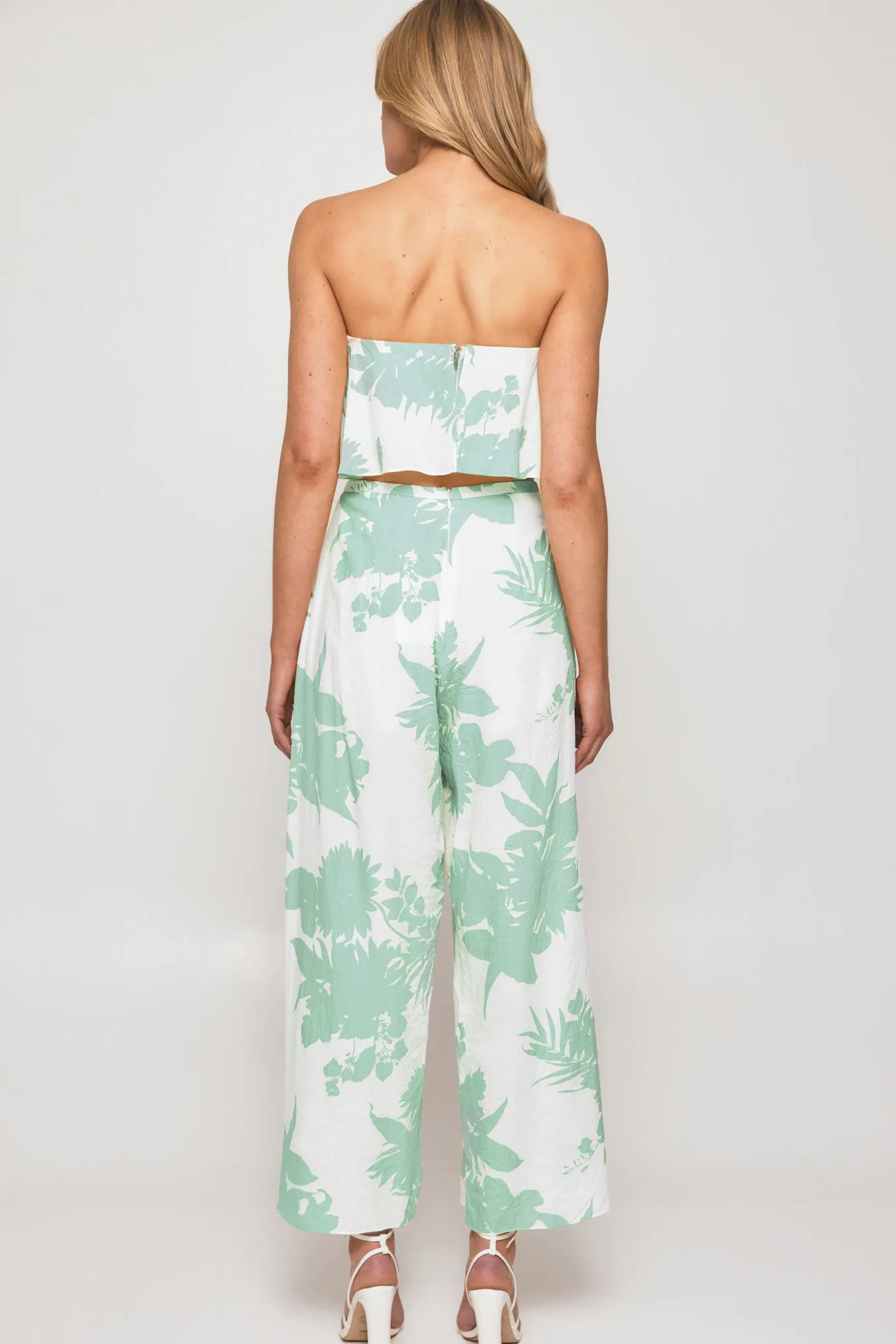 Jodie Set - Top & Pants  - White/ Mint