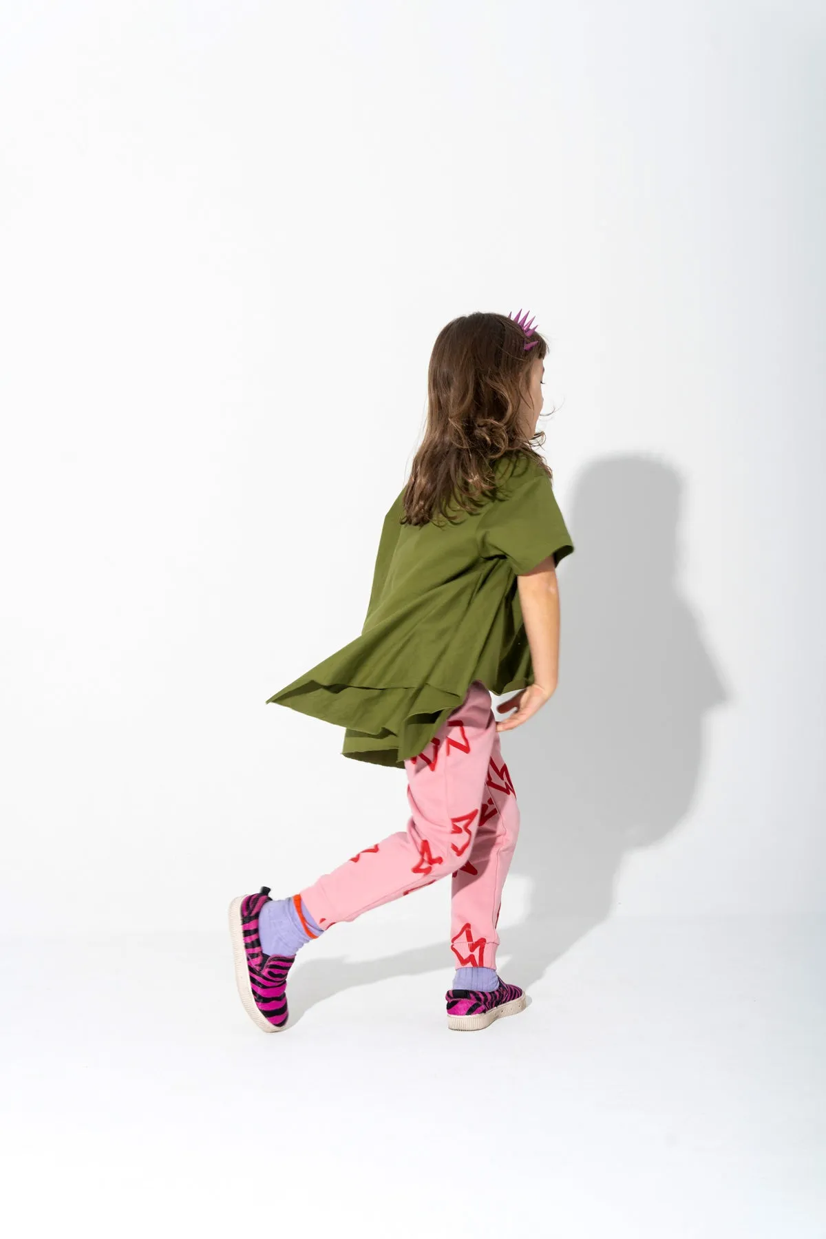 KHAKI AND PINK THUNDER PRINT FLAP T-SHIRT