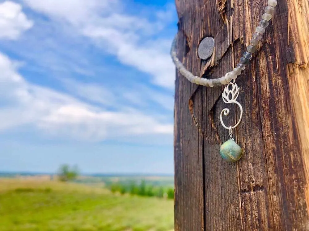 Labradorite Lotus Flower Necklace for Awakening to the Spiritual Reality of Life