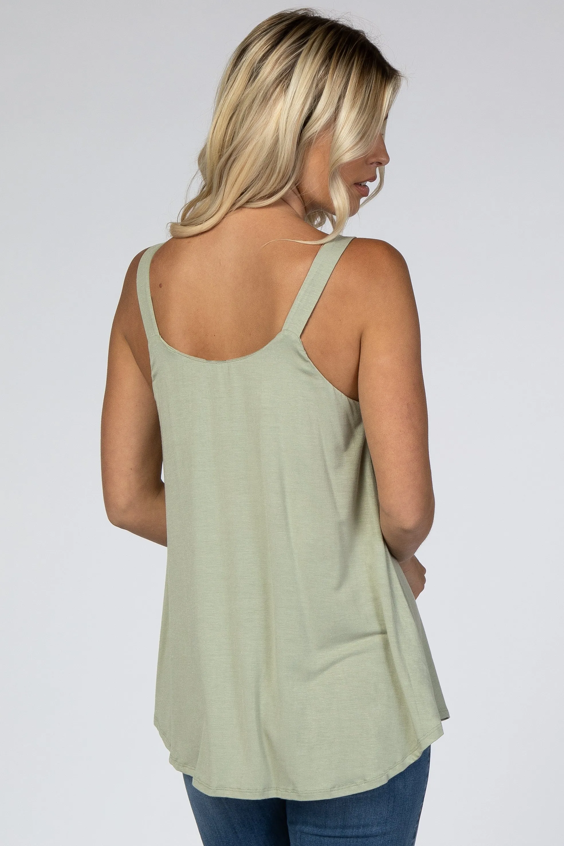 Light Olive Wide Strap Flowy Tank