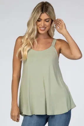 Light Olive Wide Strap Flowy Tank