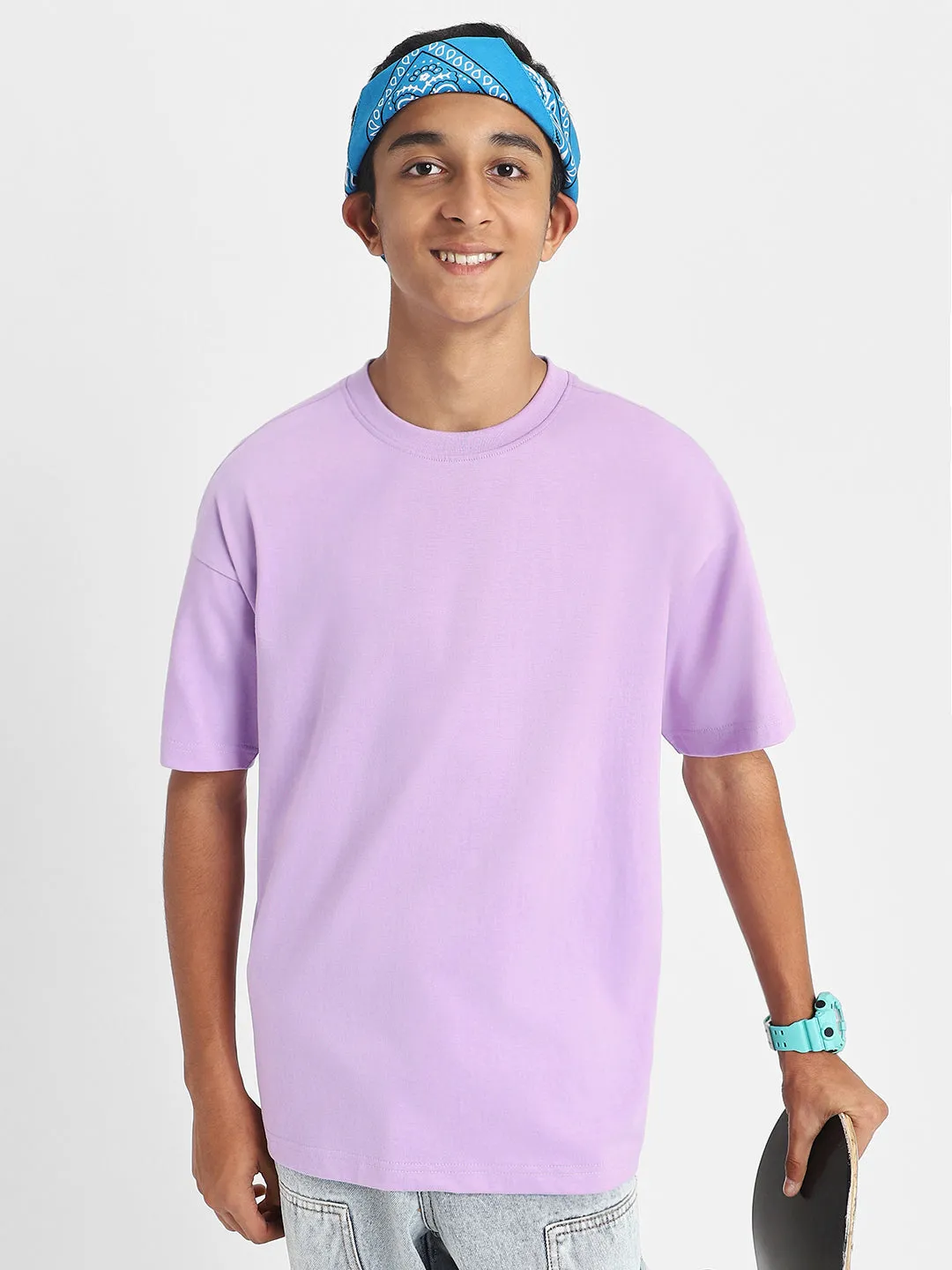 Lilac Oversized Solid Boys Tshirt