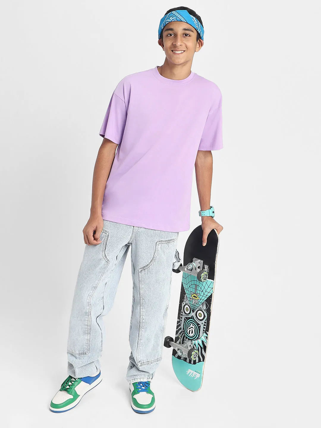 Lilac Oversized Solid Boys Tshirt