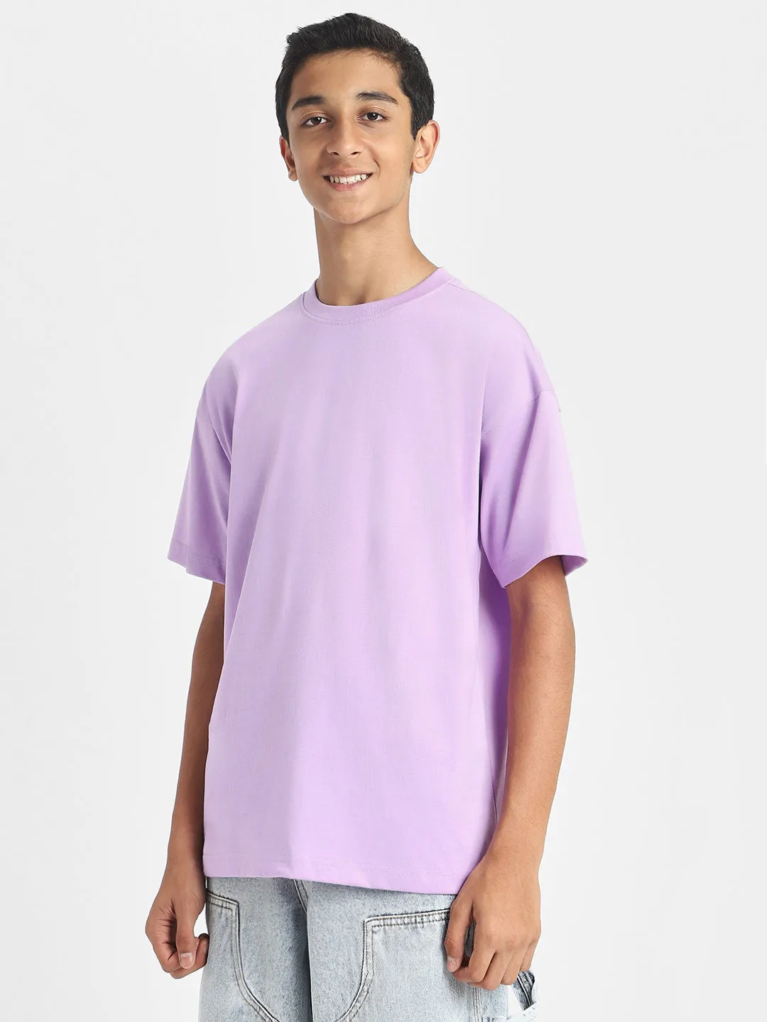 Lilac Oversized Solid Boys Tshirt