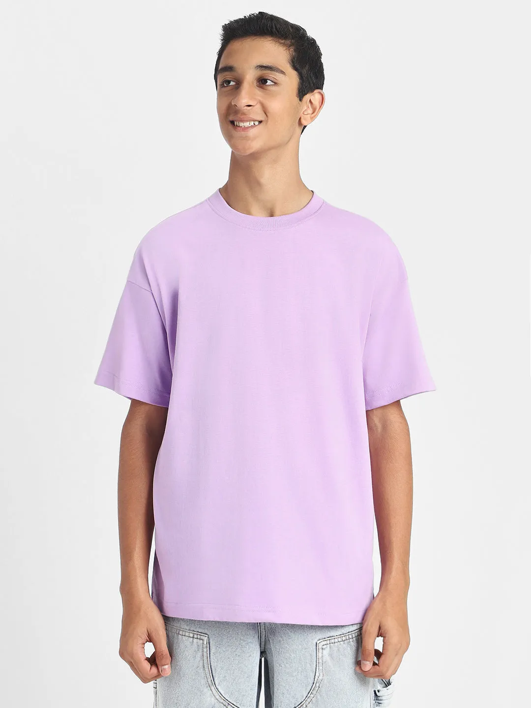 Lilac Oversized Solid Boys Tshirt