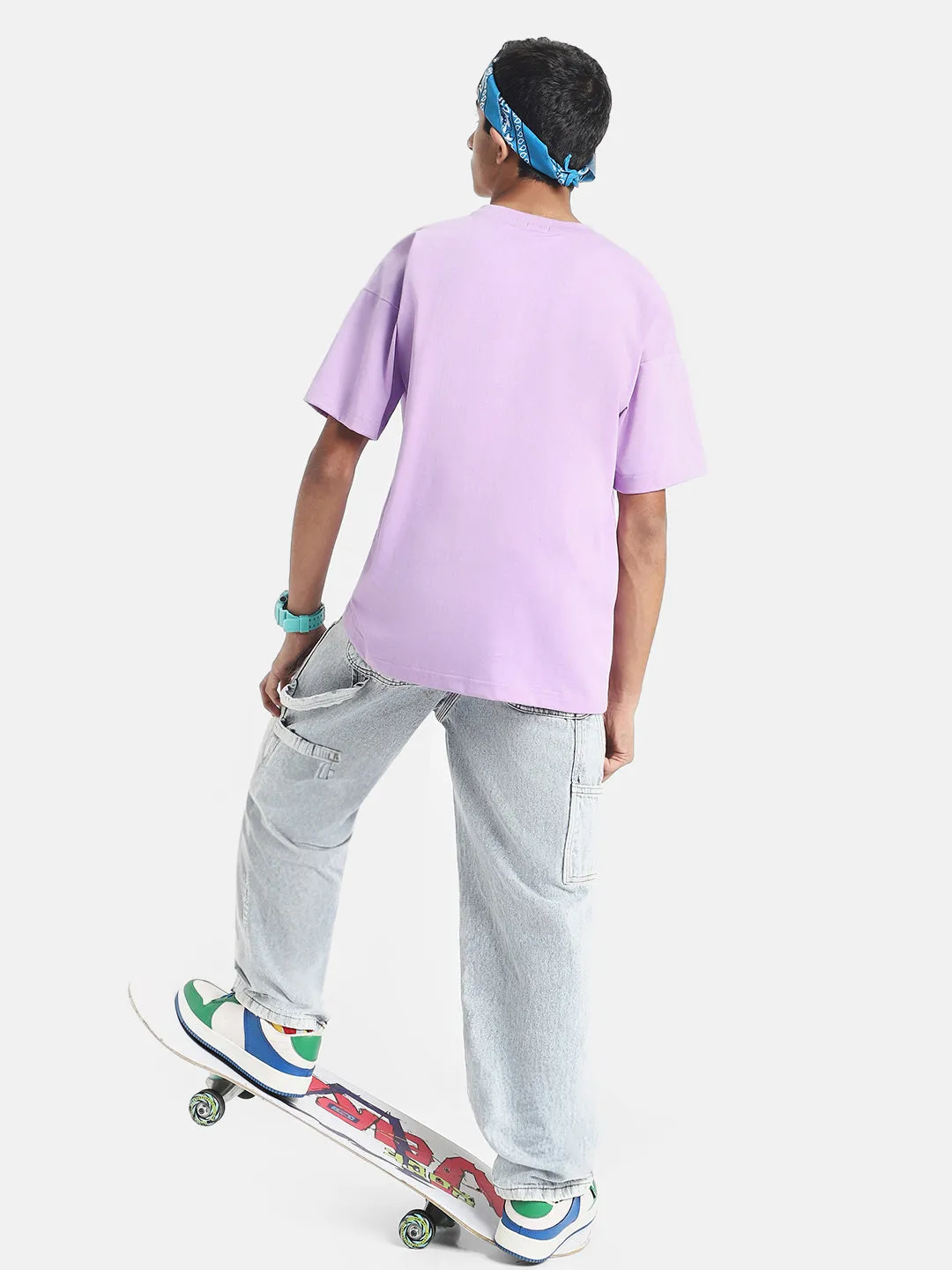 Lilac Oversized Solid Boys Tshirt