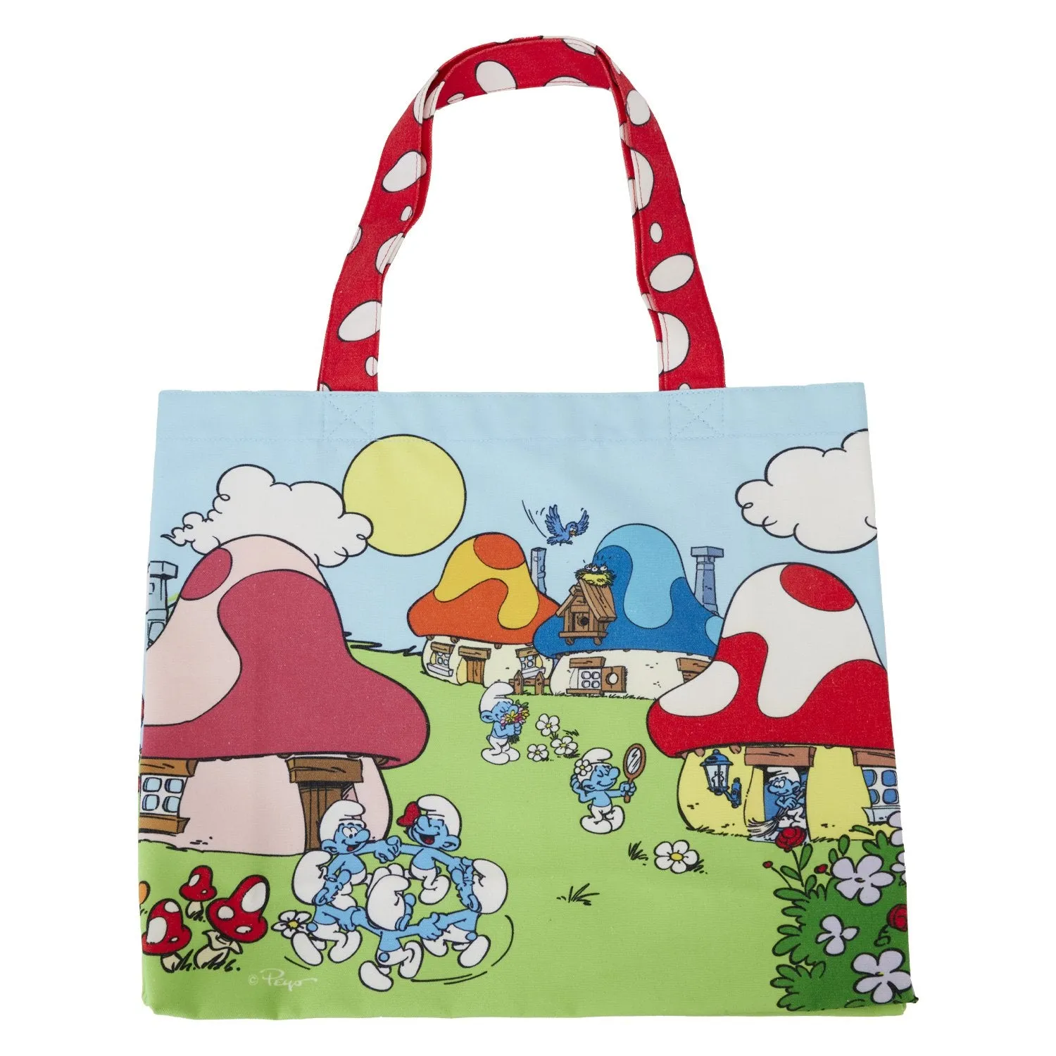 Loungefly LAFIG Smurfs Village Life Canvas Tote Bag