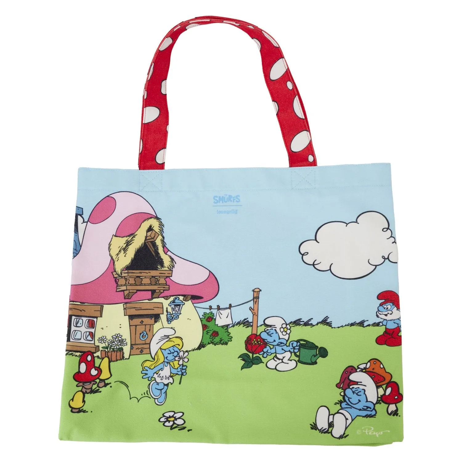 Loungefly LAFIG Smurfs Village Life Canvas Tote Bag