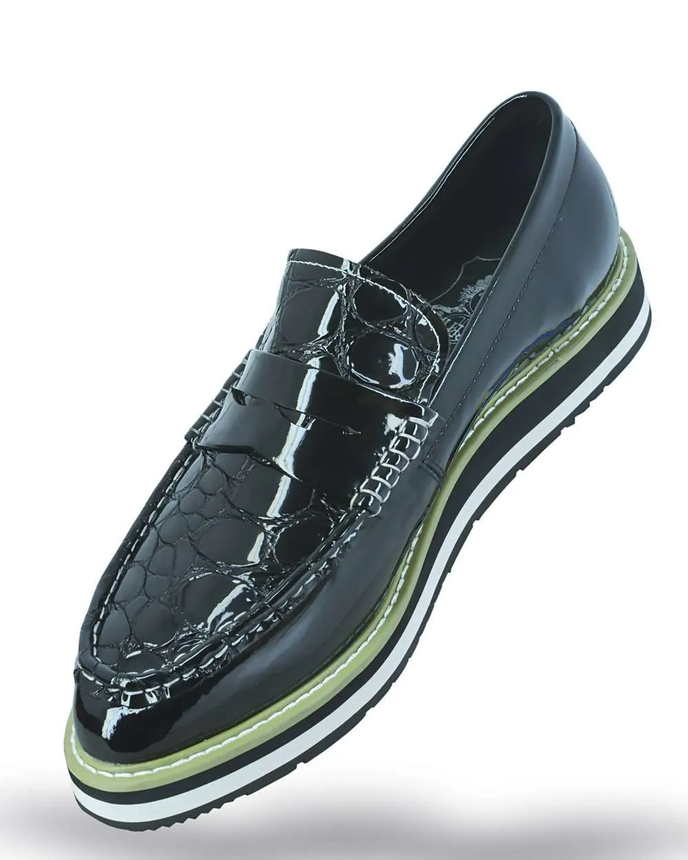 Men's Leather Loafer - Bahama Black2 Croc - Fashion - Men - 2020