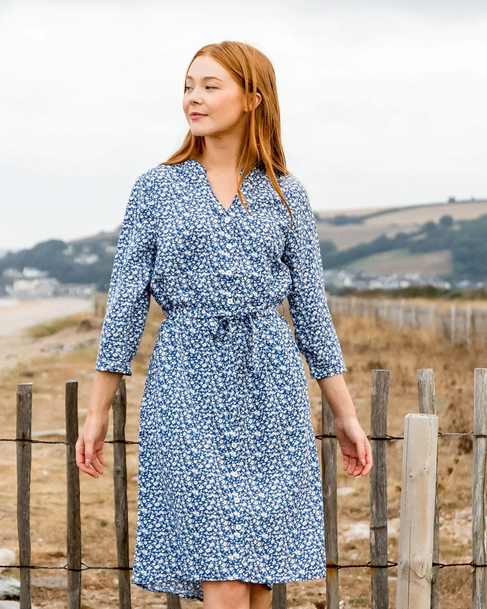 Merryn Blue Floral Shirt Dress