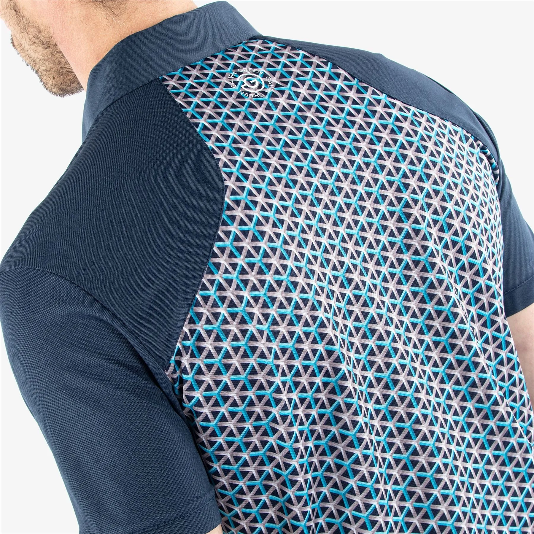 Mio Ventil8  Printed Polo Aqua/Navy - SS24