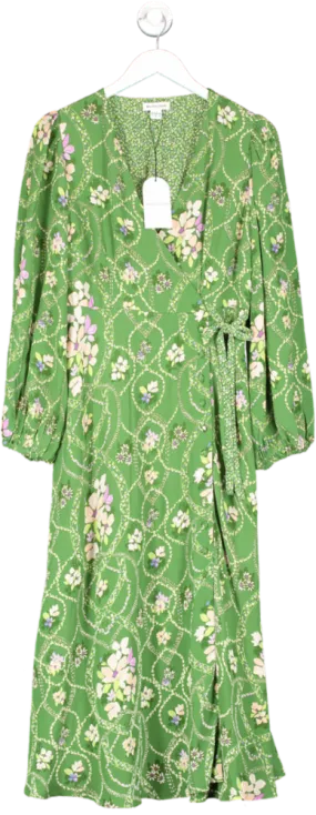 Monsoon Green Kira Wrap Dress UK 12