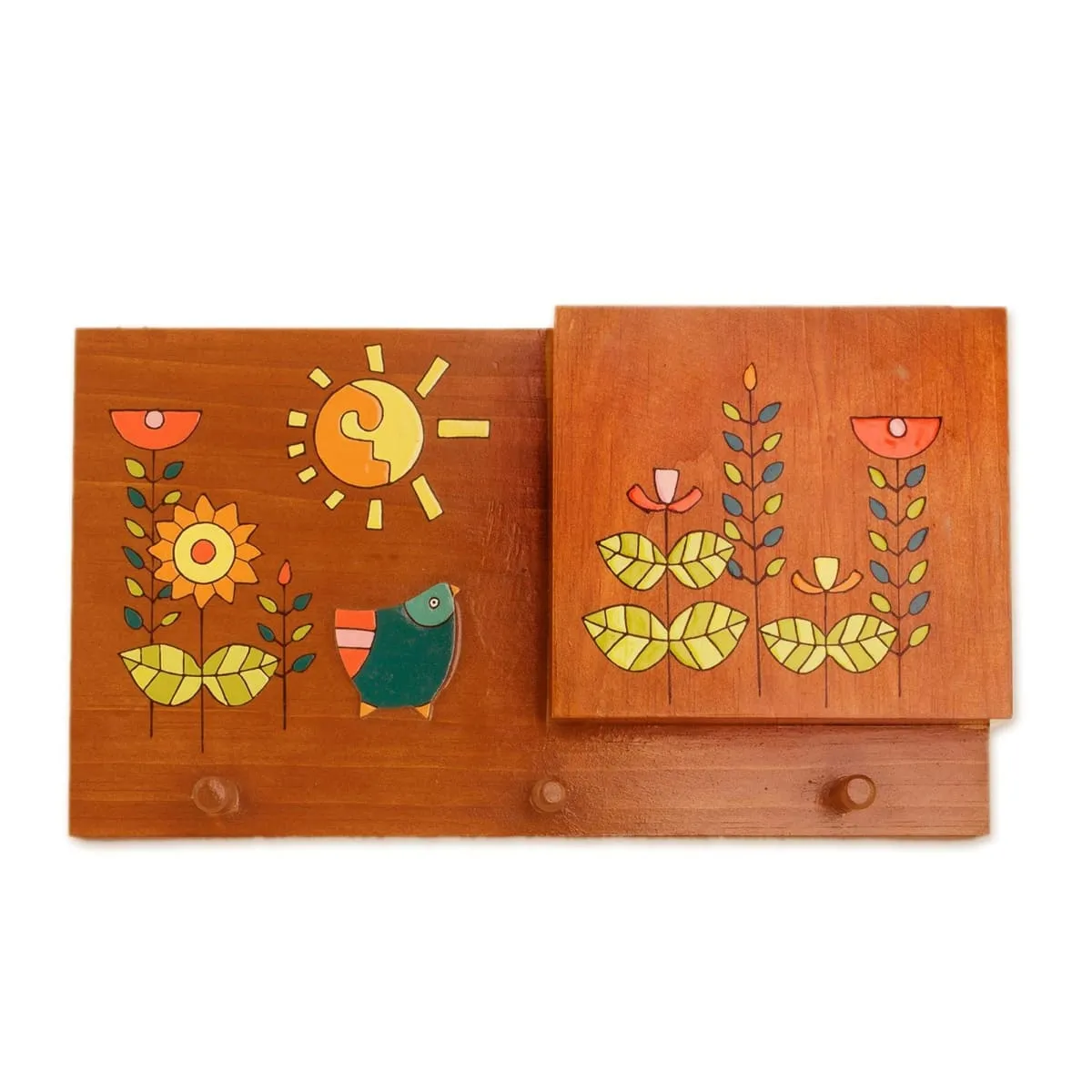 Novica Day Of Sunshine Wood Letter And Key Holder