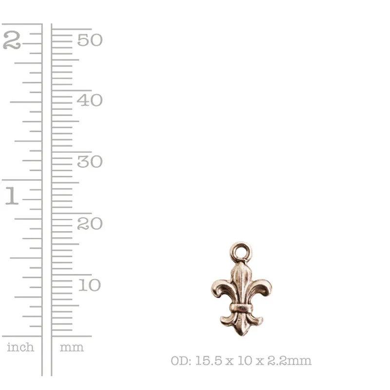 Nunn Design-Pewter-15.2x9.5mm Mini Feur Charm-Antique Gold-Quantity 1