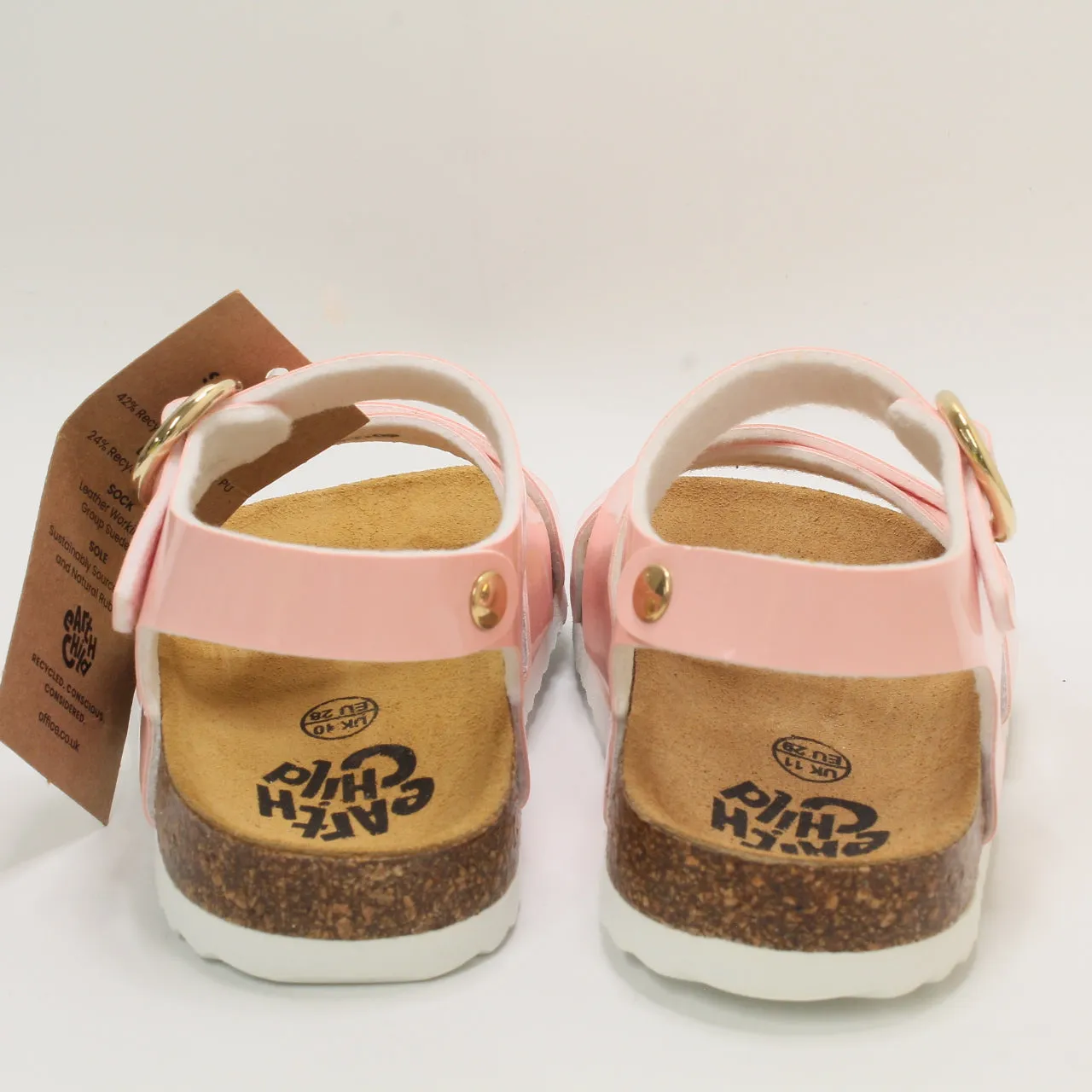 Odd Sizes - Kids Office Earthchild Sunny Junior Buckle Sandals Pink - UK Sizes Right 11 Junior/Left 10 Junior