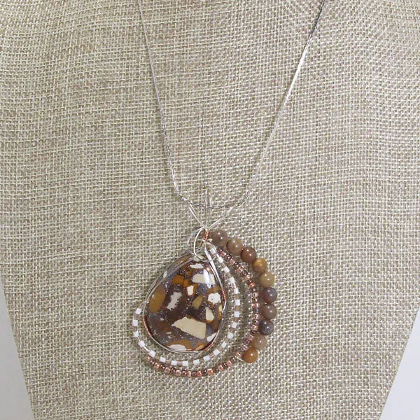 Ofelia Wire Wrap Cabochon Pendant Necklace