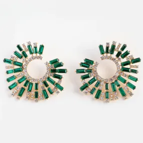 Opulent Emerald Crystal Wrap Earrings