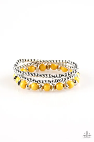 Paparazzi Accessories  - Epic Escape #B624 Drawer 3/1 - Yellow Bracelet