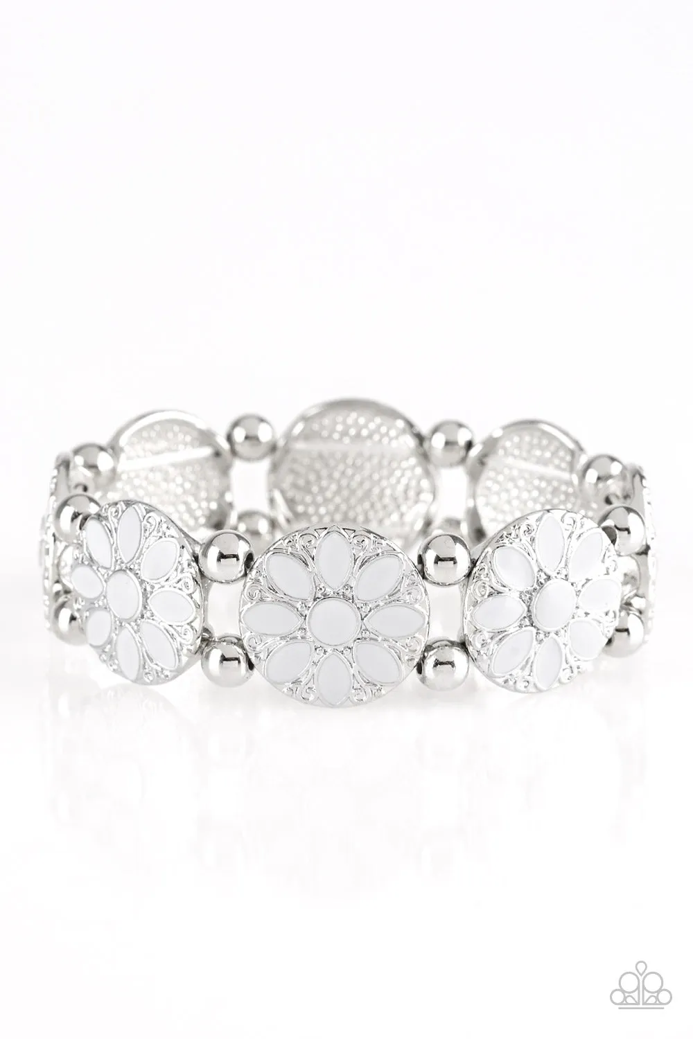 Paparazzi Dancing Dahlias Silver Bracelet