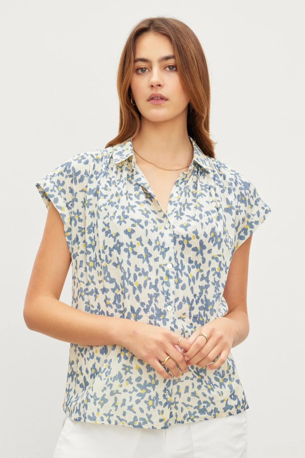 PAULETTE BUTTON-UP FLORAL SHIRT - VELVET